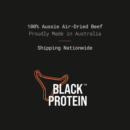 100% Australian Beef biltong and Jerky sign with Black Protein 