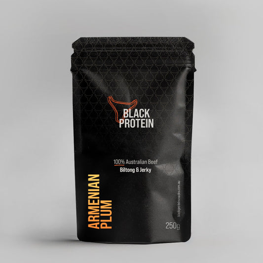 Packaging for Black Protein Biltong and Jerky, Armenian Plum Biltong